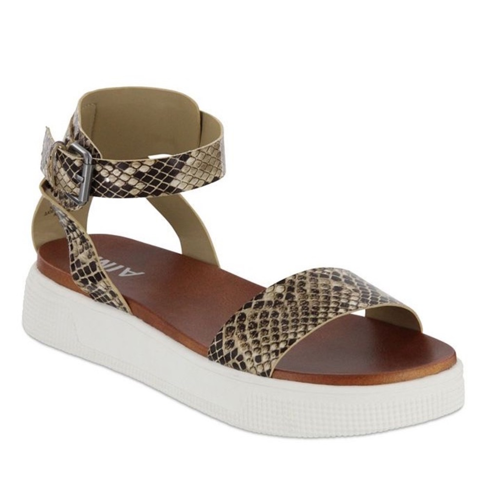 MIA Ellen-S Snake Print Ankle Strap Sandal